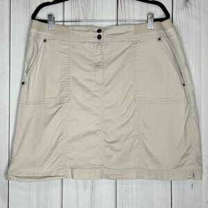 Karen Scott Skort Womens Plus Sz 18W Khaki Double Button Elastic Waist